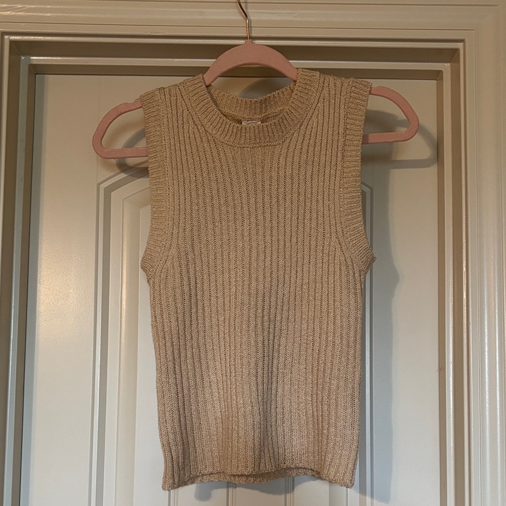 NWT! LAWLESS Beige Ribbed Sleeveless Sweater tank